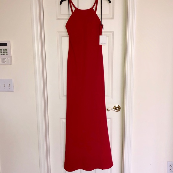 ♥️ NWT Calvin Klein Red Haltet Maxi Dress - Picture 2 of 5